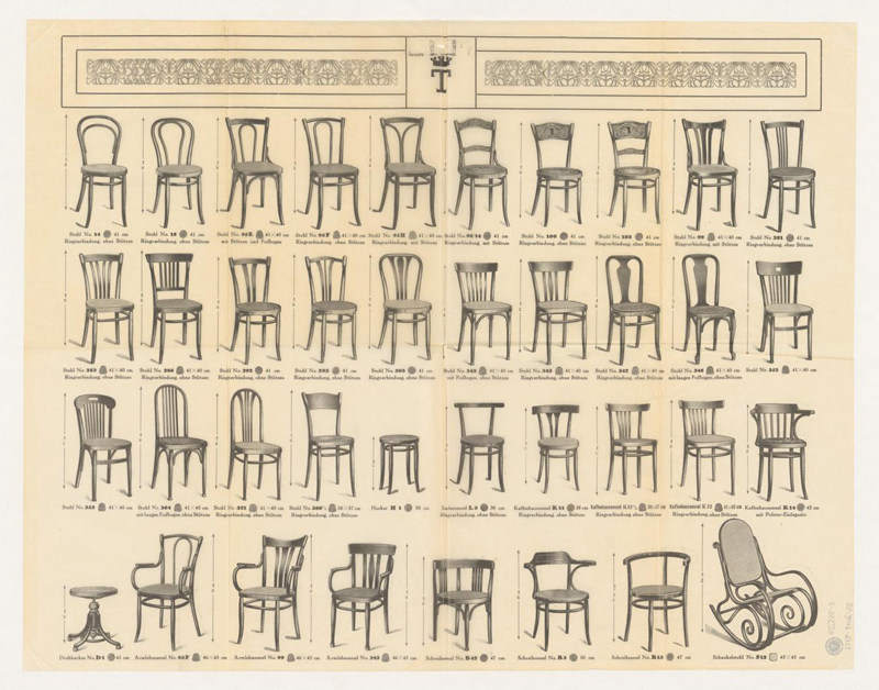 Stühle und Sessel der Firma Thonet, Wien 1925.